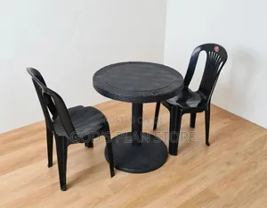 Elegant Black Bistro Plastic Table and Chairs