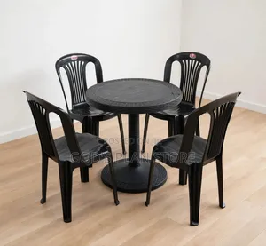 Modern Home Windsor Plastic Table and Chairs Set Black