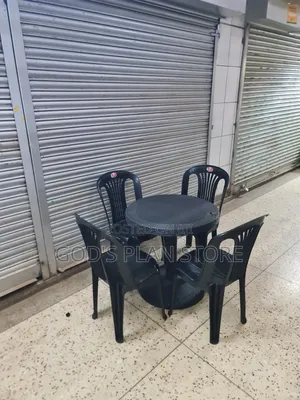 Modern Home Windsor Plastic Table and Chairs Set Black