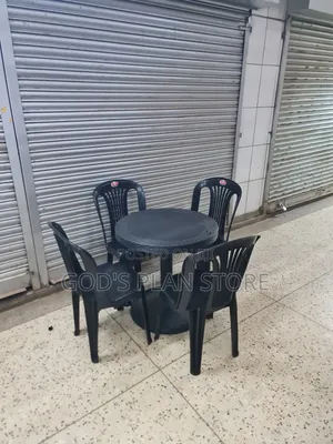 Modern Home Windsor Plastic Table and Chairs Set Black