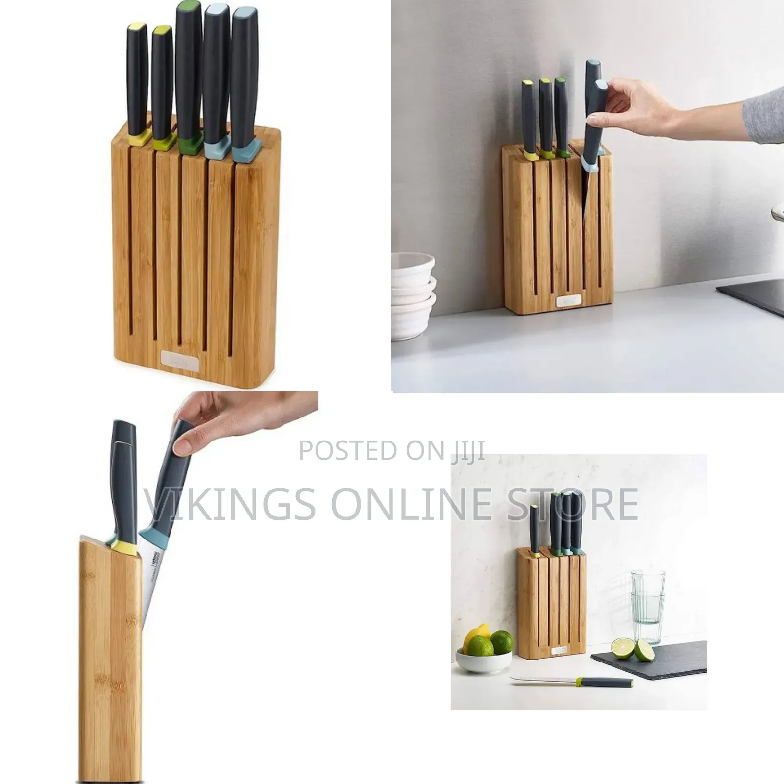 Elevate Knife Set With Slimline Bamboo Block Japanese Stainless Steel