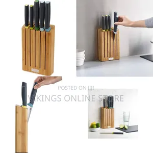 Elevate Knife Set With Slimline Bamboo Block Japanese Stainless Steel