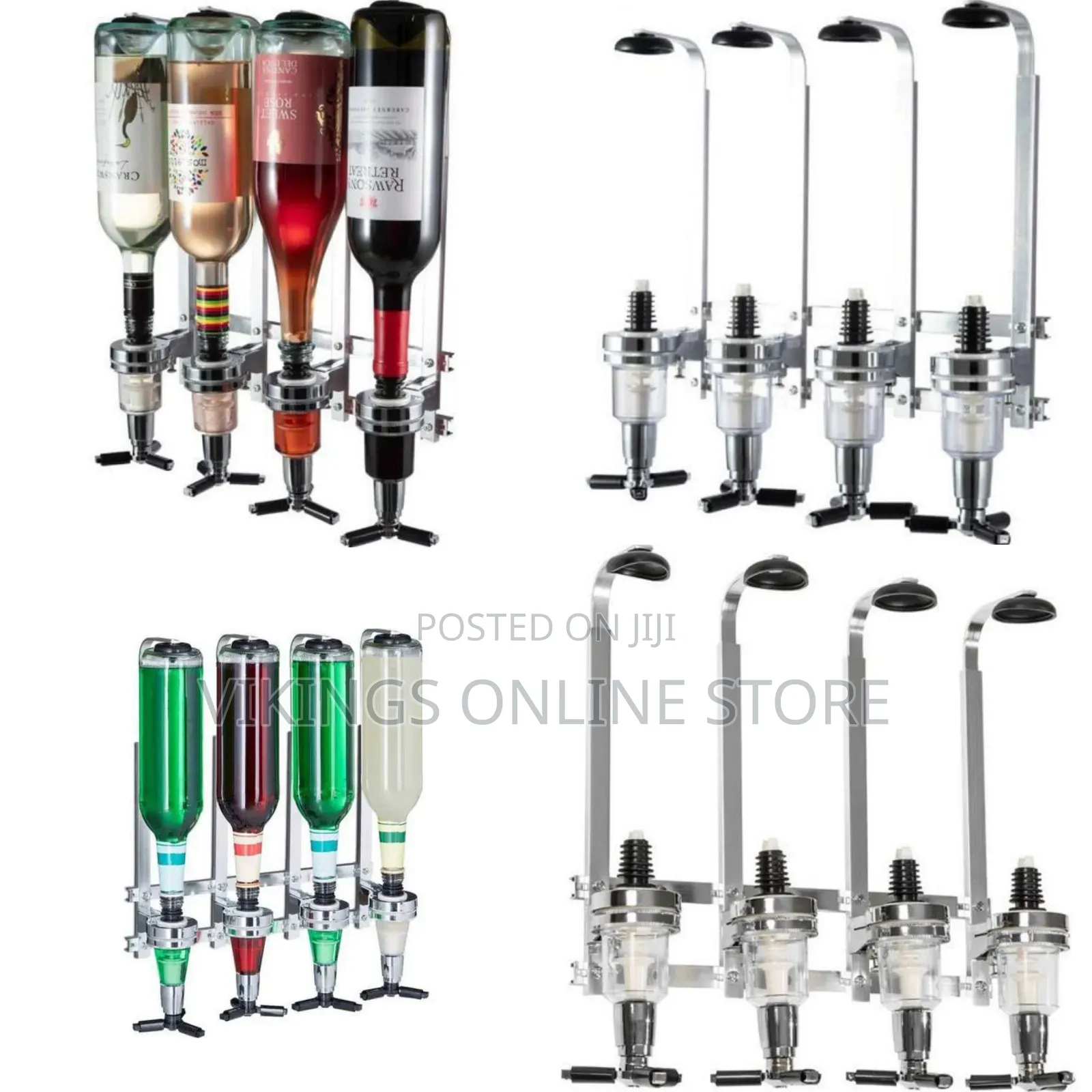 4 Bottles Beverage Bar Butler Drink Shot Tapper Dispenser Wall Mount