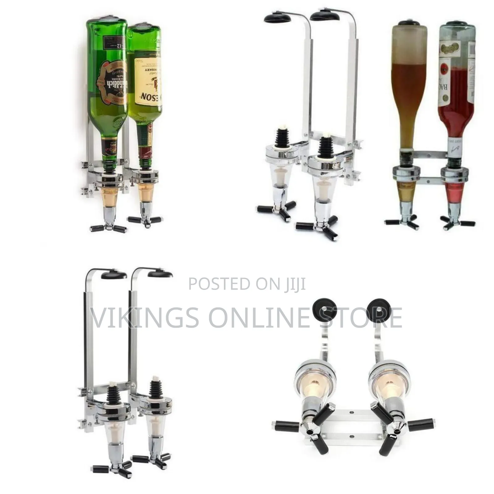2 Bottles Wall Mount Bar Butler Double Shot Tot Liquor Shot Tapper