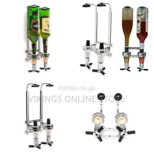 2 Bottles Wall Mount Bar Butler Double Shot Tot Liquor Shot Tapper