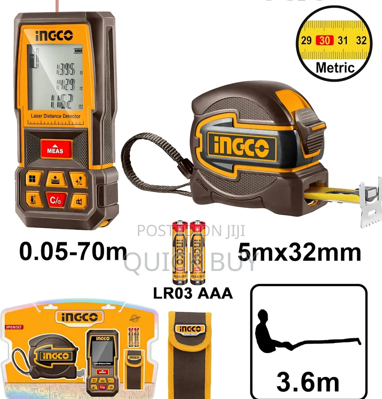 INGCO Laser Distance Detector Combo Kit