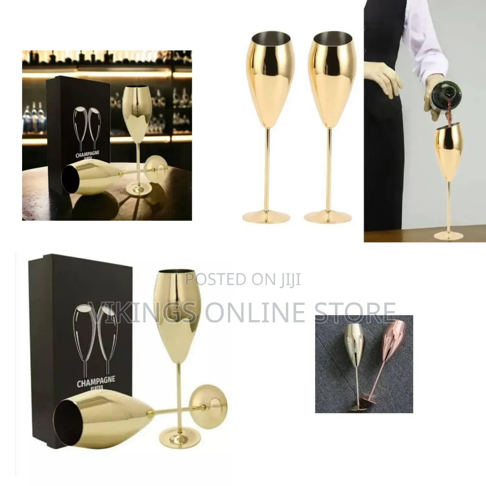Ironable Stainless Steel Champagne Glasses, Pack of 2 Champagne