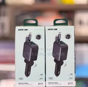 Green Lion 99W Dual Retractable Car Charger 2 USB C, 1 USB a Port