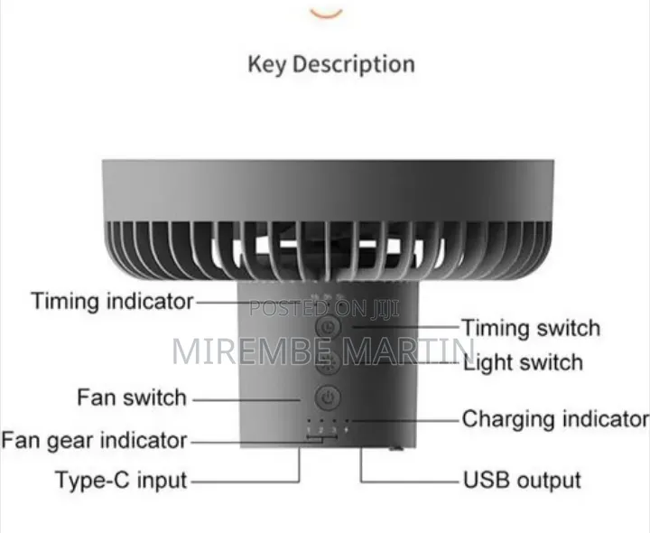 Camping Fan With LED Light, 10000Mah Rechargeable Wireless