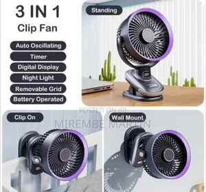 Auto Oscillating Table Fan 6.5-Inch, Timer, Digital Display, Night