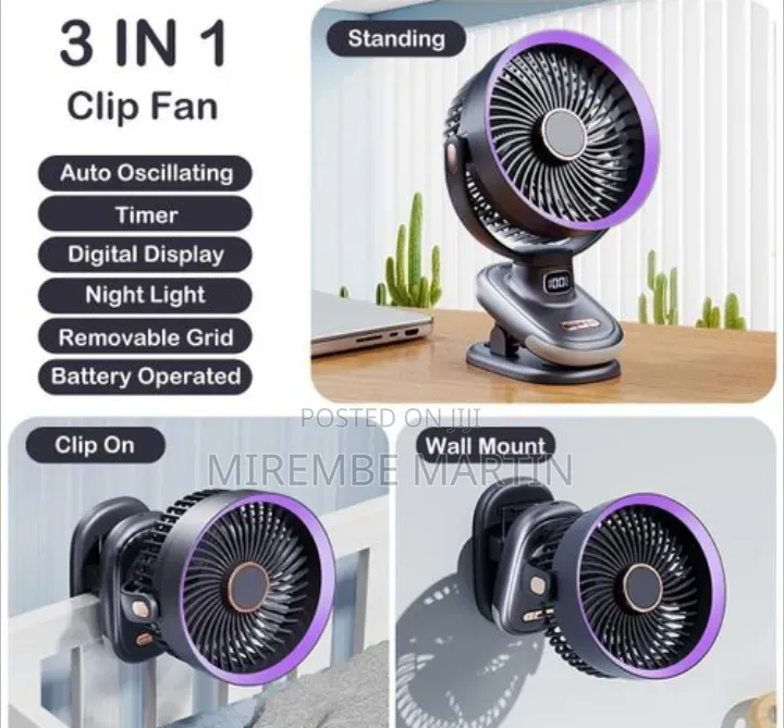 Auto Oscillating Table Fan 6.5-Inch, Timer, Digital Display, Night