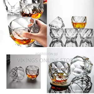 6 Piece Crystal Rum Whiskey Glasses Set Bar Glass for Drinking Bourbo