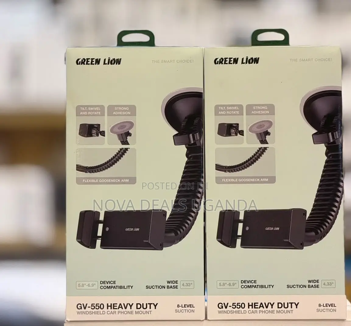 Green Lion GV-550 Windshield Car Phone Holder for iPhone, Samsung
