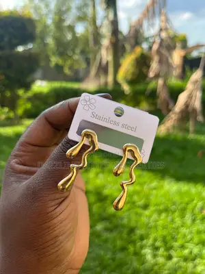 Golden Drip Stainless Steel Earrings for Ladies - Gold