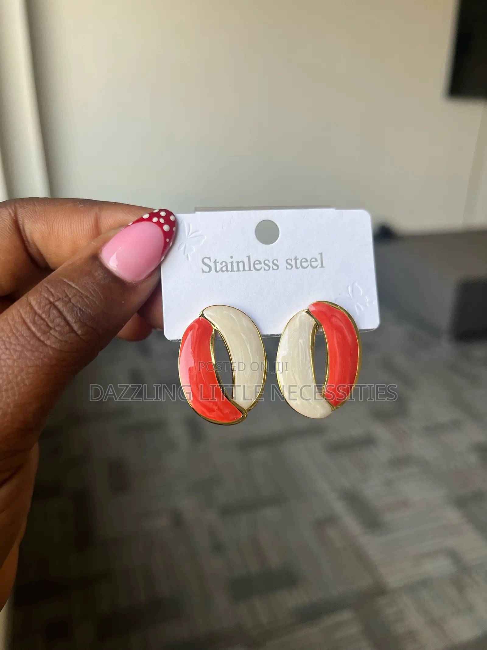 Coral Split Stainless Steel Earrings for Ladies