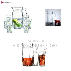 7 Piece Karat Pitcher Water Set, 1 Jug and 6 Juice Glasses Drinkware