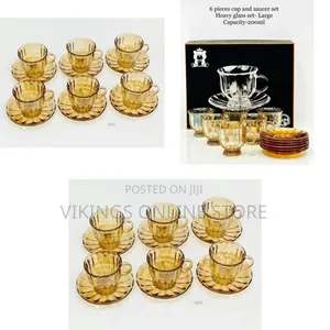 6 Pieces of Glass Tea Cups and Saucers Sets Coffee Flower Tea Mugs