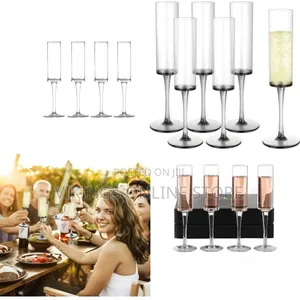 6PCS Champagne Flutes, 165ML Clear Champagne Glasses, Unbreakable