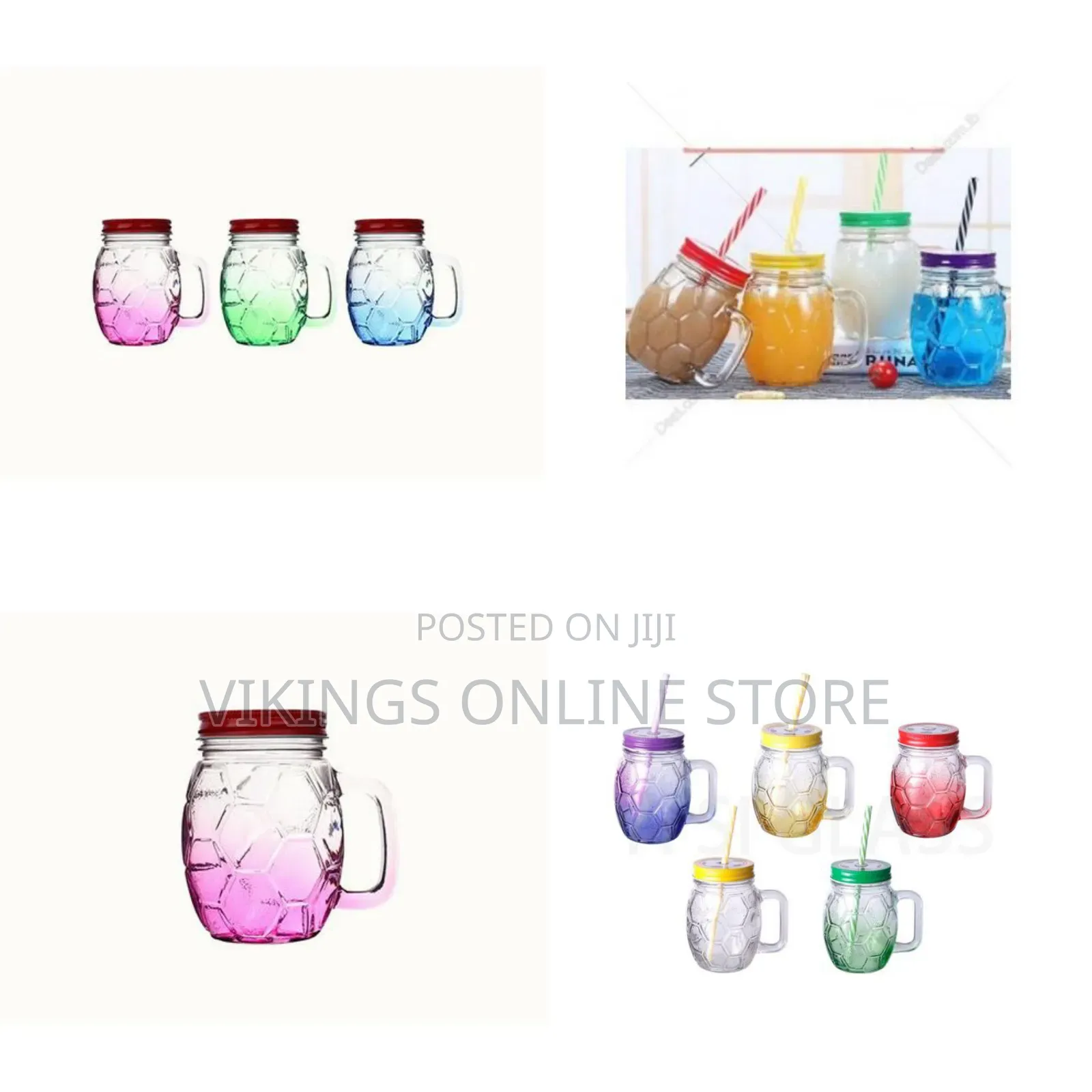 New Design Colored Spraying 500ml 16oz Football Shape Glass Mason Jar