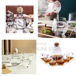 7 Set Whiskey Wine Diamond Decanter With Liquor Hexagon Glasses Gift