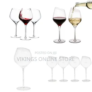 6Pc Large Slant Rim Wine Glasses With Long Stem Drinking Crystal Mugs
