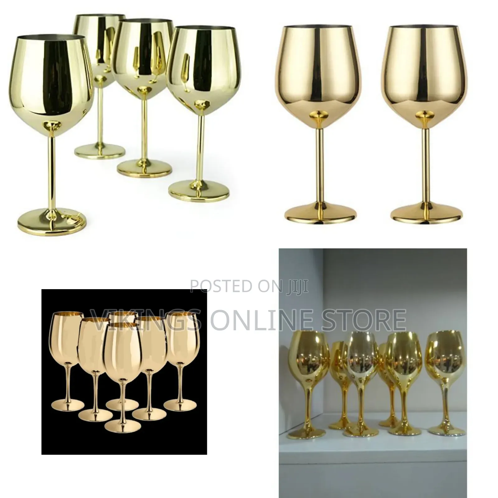 6 PC, 18.5oz Juice Champagne Stem Wine Glasses Decorative - Gold