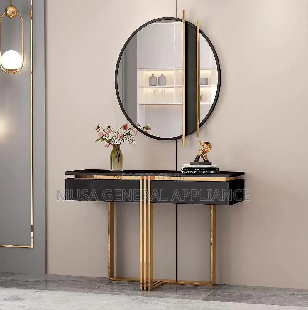 Luxury Black and Gold Entryway Console Table