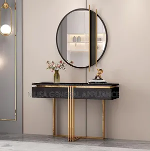 Luxury Black and Gold Entryway Console Table