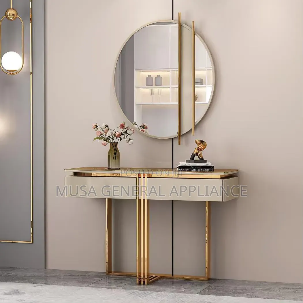 Luxury Black and Gold Entryway Console Table