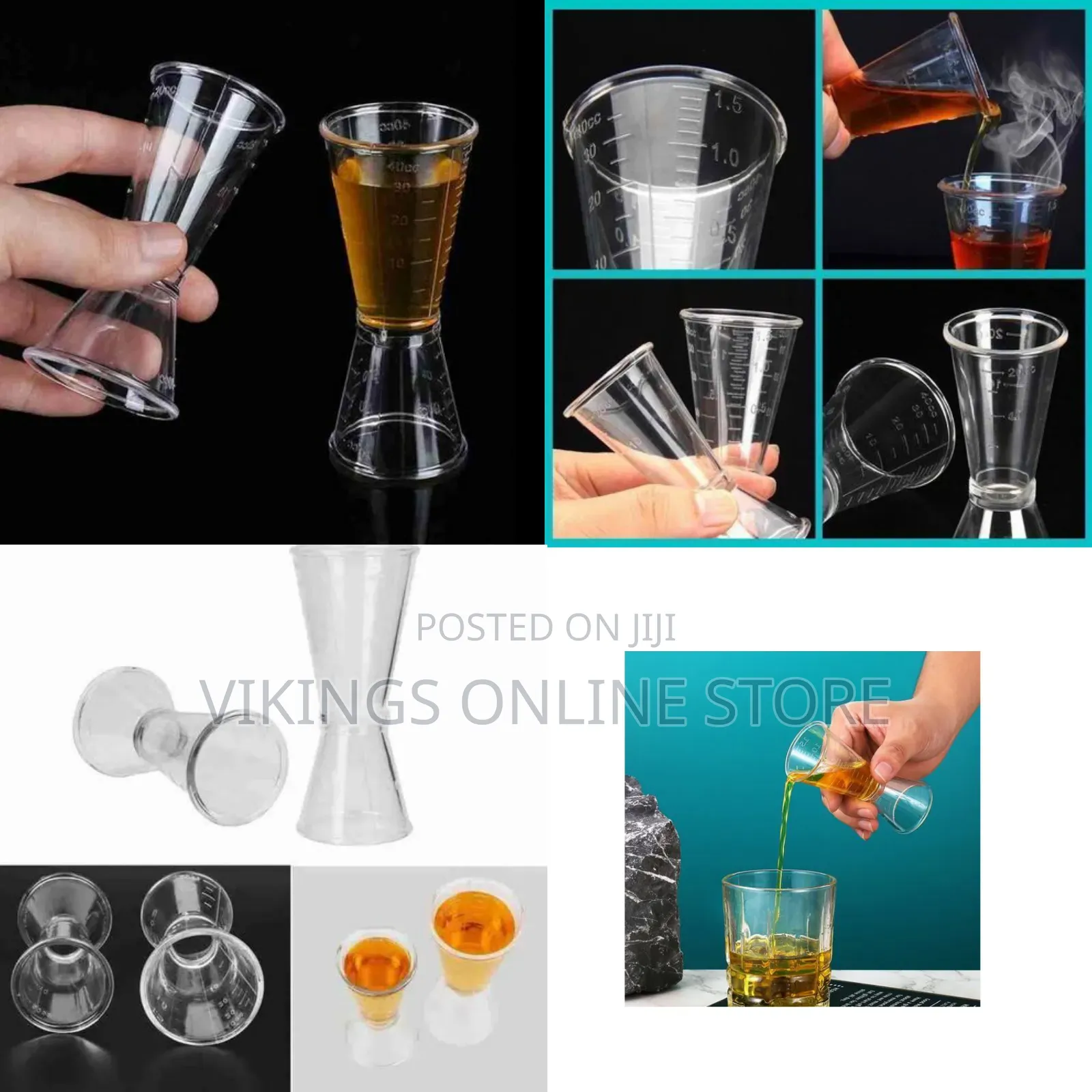 2 PC 40cc Double Acrylic Jigger Cocktail Shot Glasses Spirit Measuring