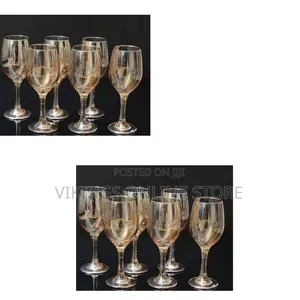 6 PC Gold Lead-Free Juice, Champagne Wine Glasses Decorative - Brown