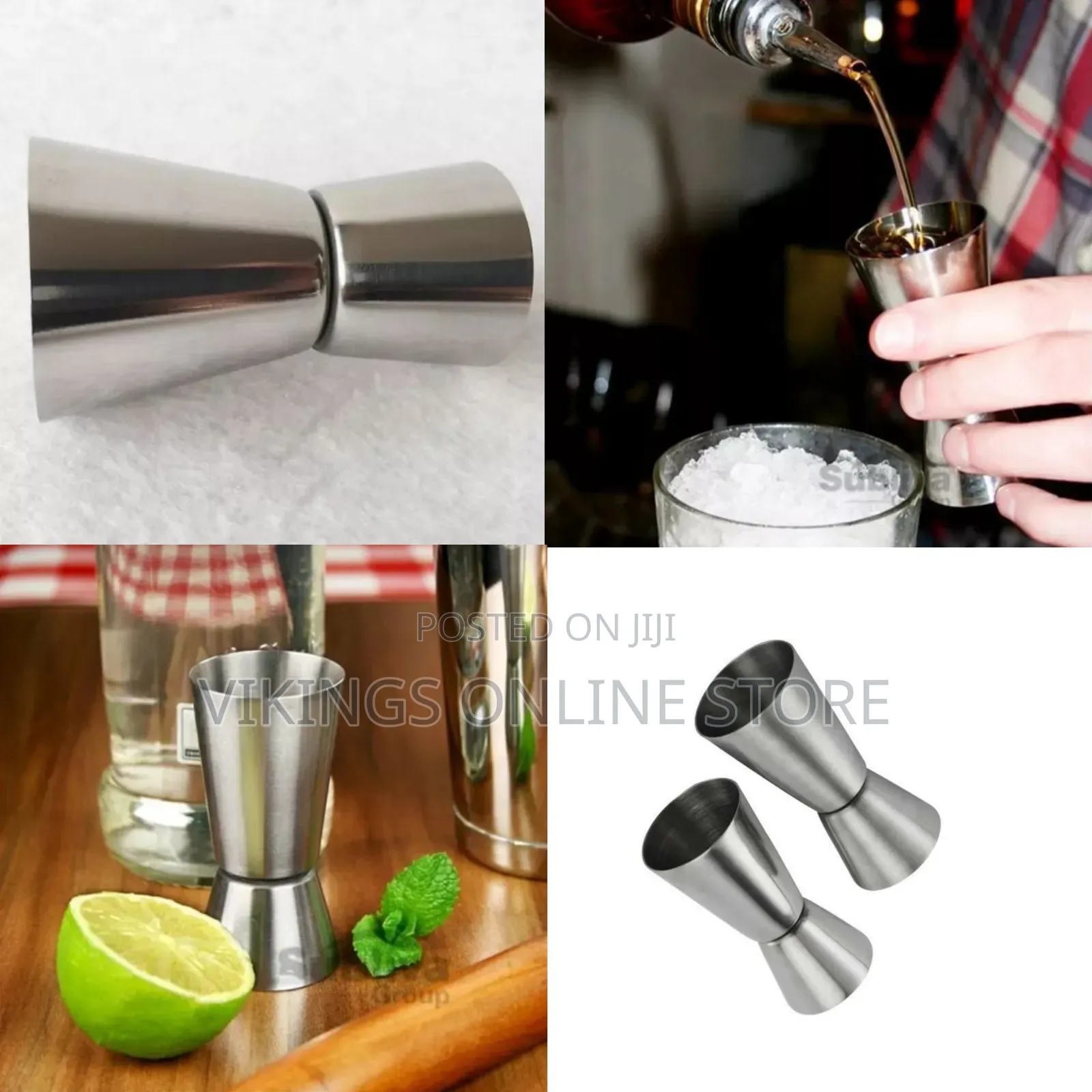2PC Jigger Spirit Cocktail Alcohol Bar Double Shot Measure Cup 25/50Ml