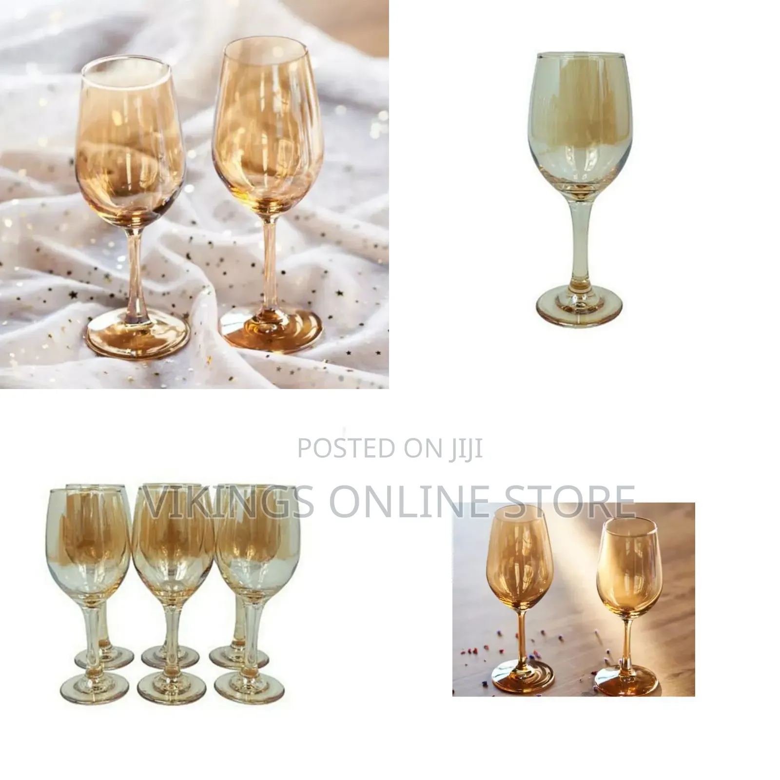 Gold Lead-Free Juice, Wine Glasses- 6 Pieces, Brown