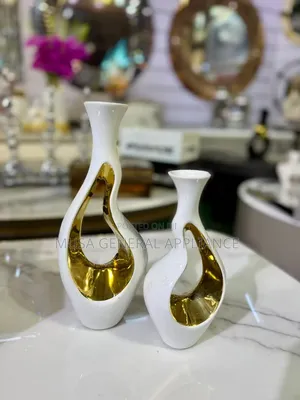 Oliruim White Gold Vases Set of 2