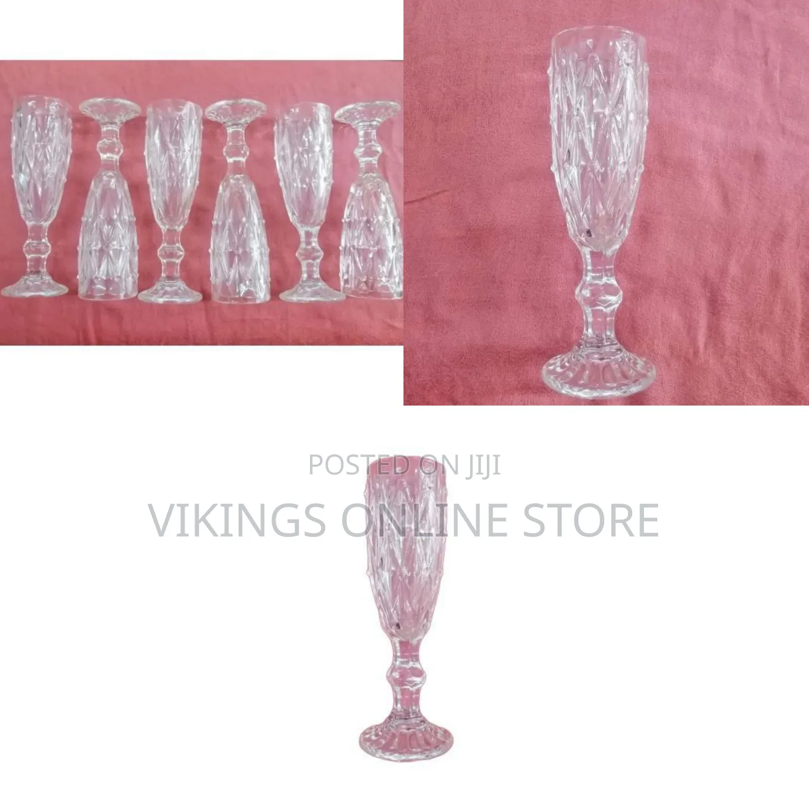 6 Pieces of Long Diamond Design Wine Glasses-Colorless