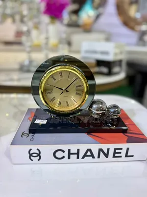 Crystal and Black Glass Decorative Quartz Desk Clock