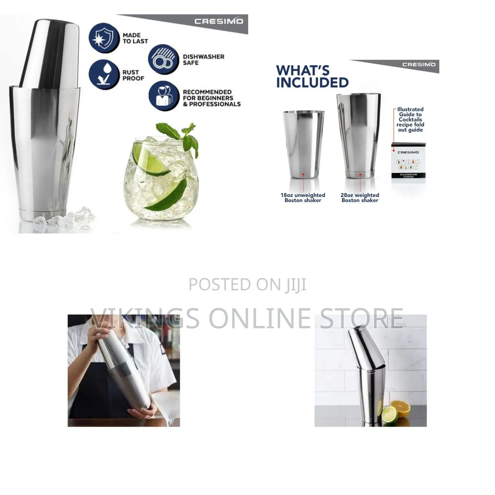 2pc Cocktail Shaker Making Set, Bartending Set W/ 830mL