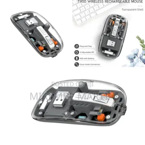 Rechargeable Laptop Wireless Gaming Mouse, Slim Transparent Dual