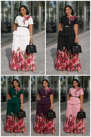 Long Platted Blouse and Skirt
