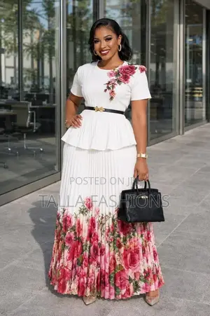 Long Platted Blouse and Skirt