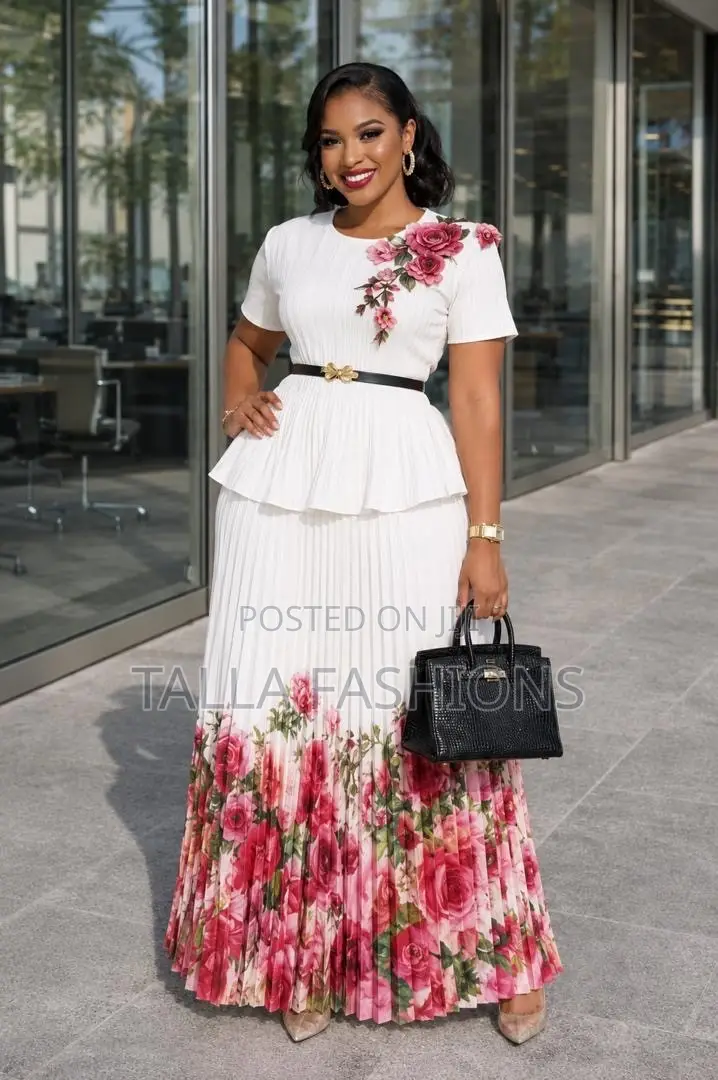 Long Platted Blouse and Skirt