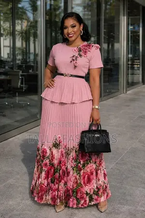 Long Platted Blouse and Skirt