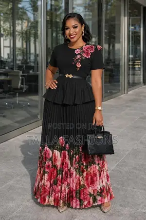 Long Platted Blouse and Skirt