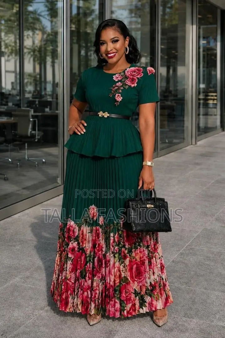 Long Platted Blouse and Skirt