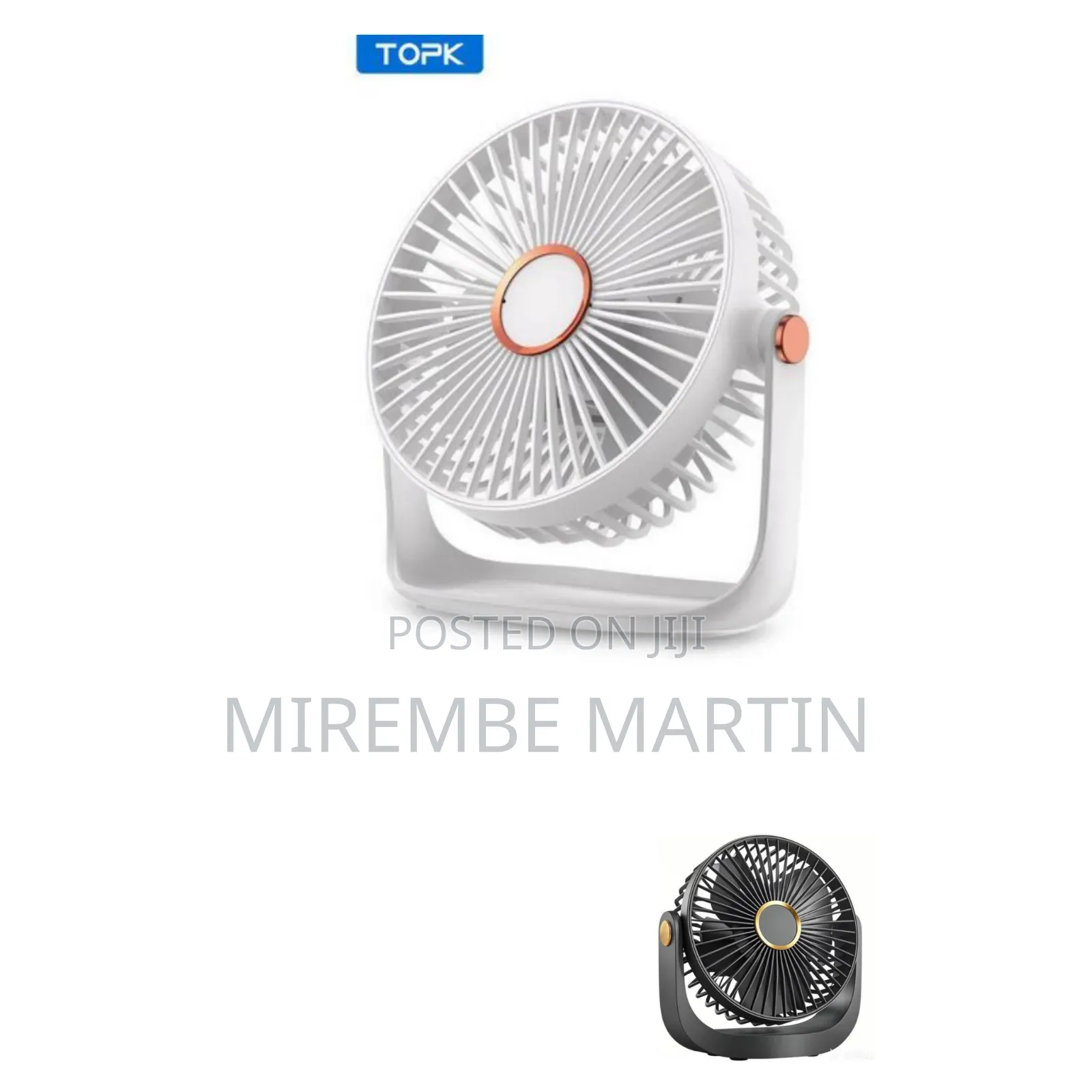 Portable Desk Fan With Night Light, 4000mAh USB Rechargeable