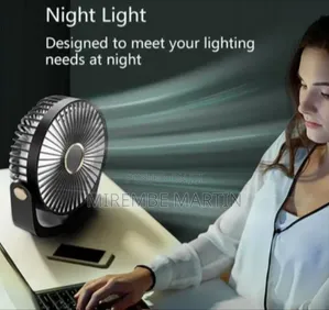 Portable Desk Fan With Night Light, 4000mAh USB Rechargeable