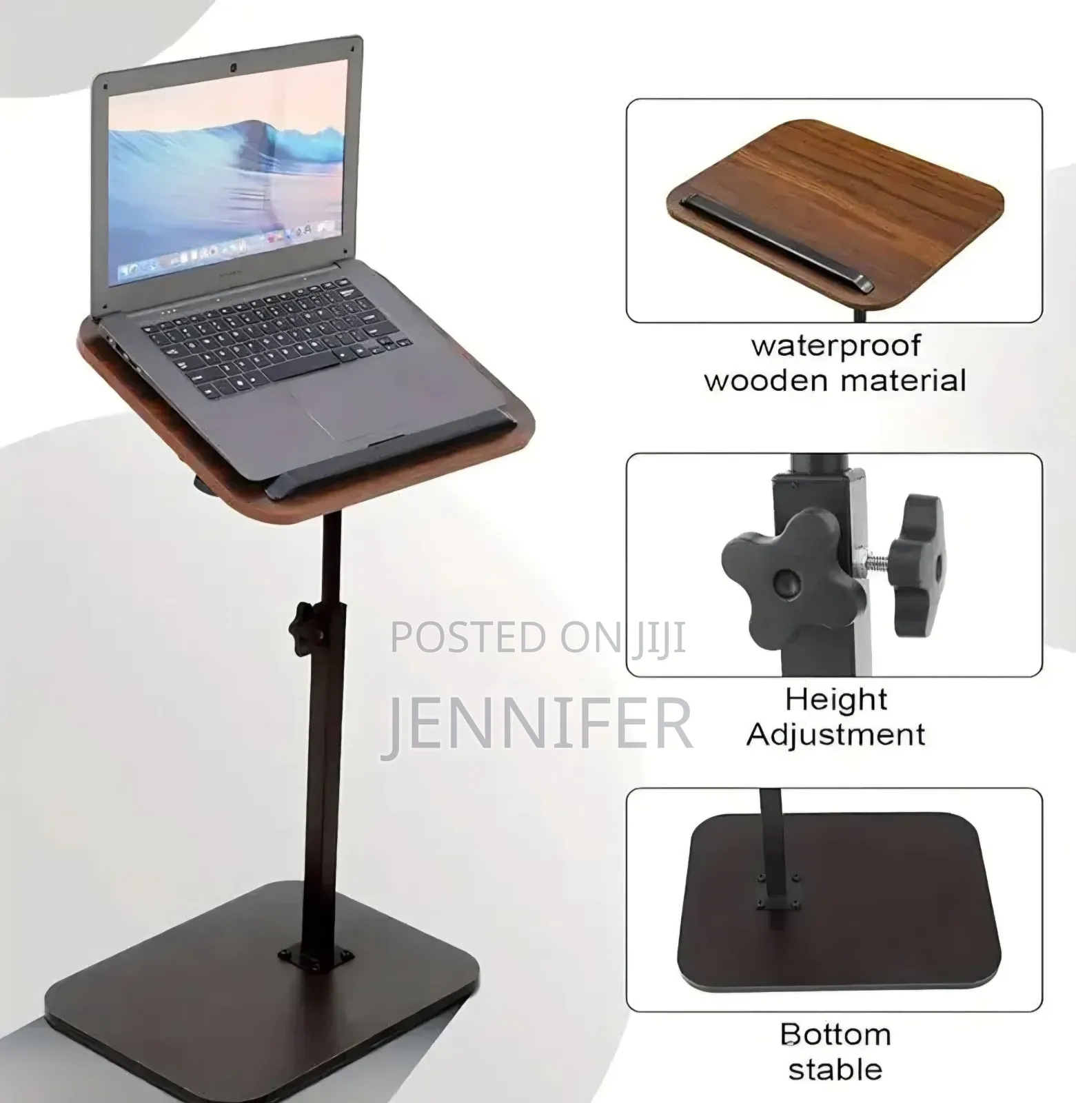 Adjustable C-Shaped Side Table 360° Swivel Tilt