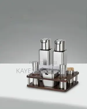 5-Piece Stainless Steel Cruet Set Oil Vinegar Salt Pepper Shaker