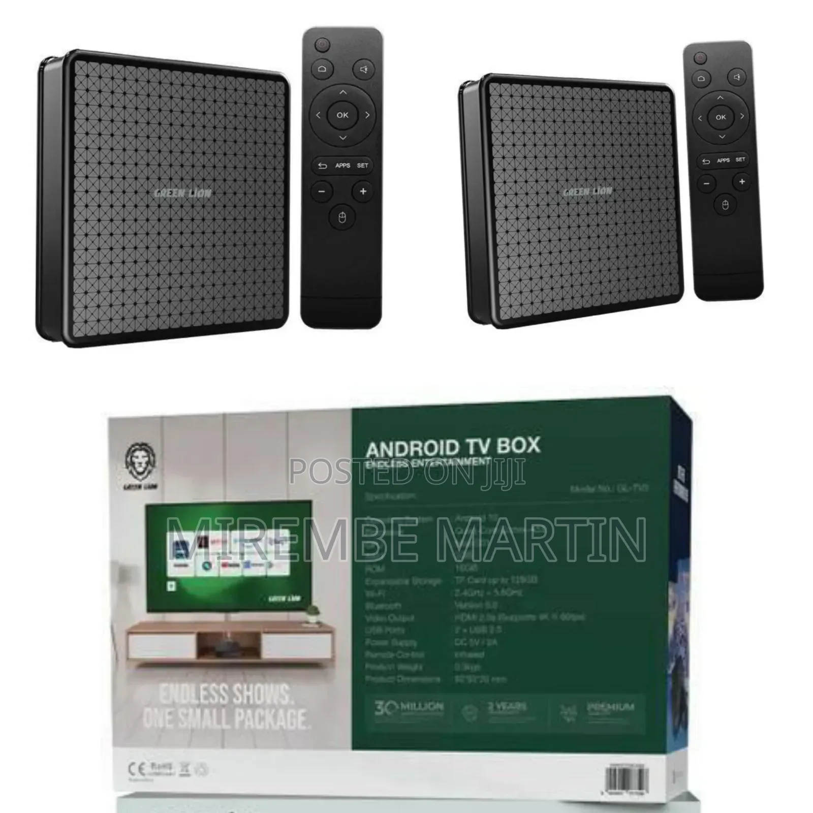 Green Lion Android TV Box With Remote Control, Android 10 Smart
