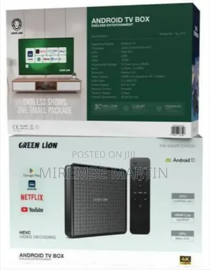 Green Lion Android TV Box With Remote Control, Android 10 Smart